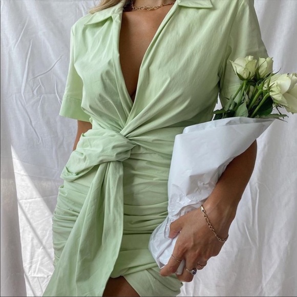 Zara mint green knot dress - Picture 6 of 13
